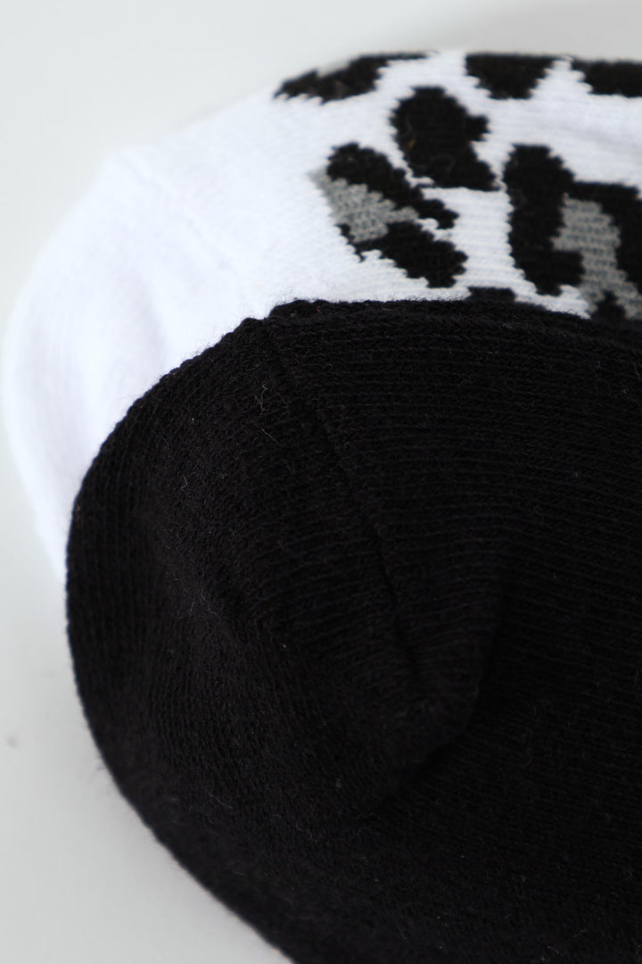 Girls 2 Pack Animal Print Bow Fashion Anklet Socks - Black