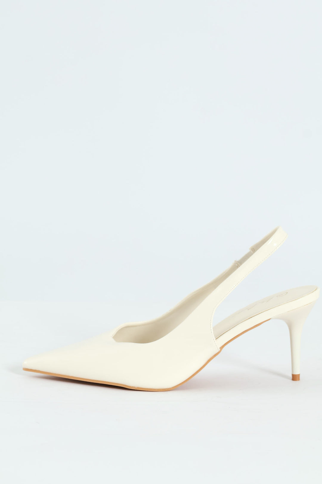 V-Cut Sling Back Kitten Heel - White