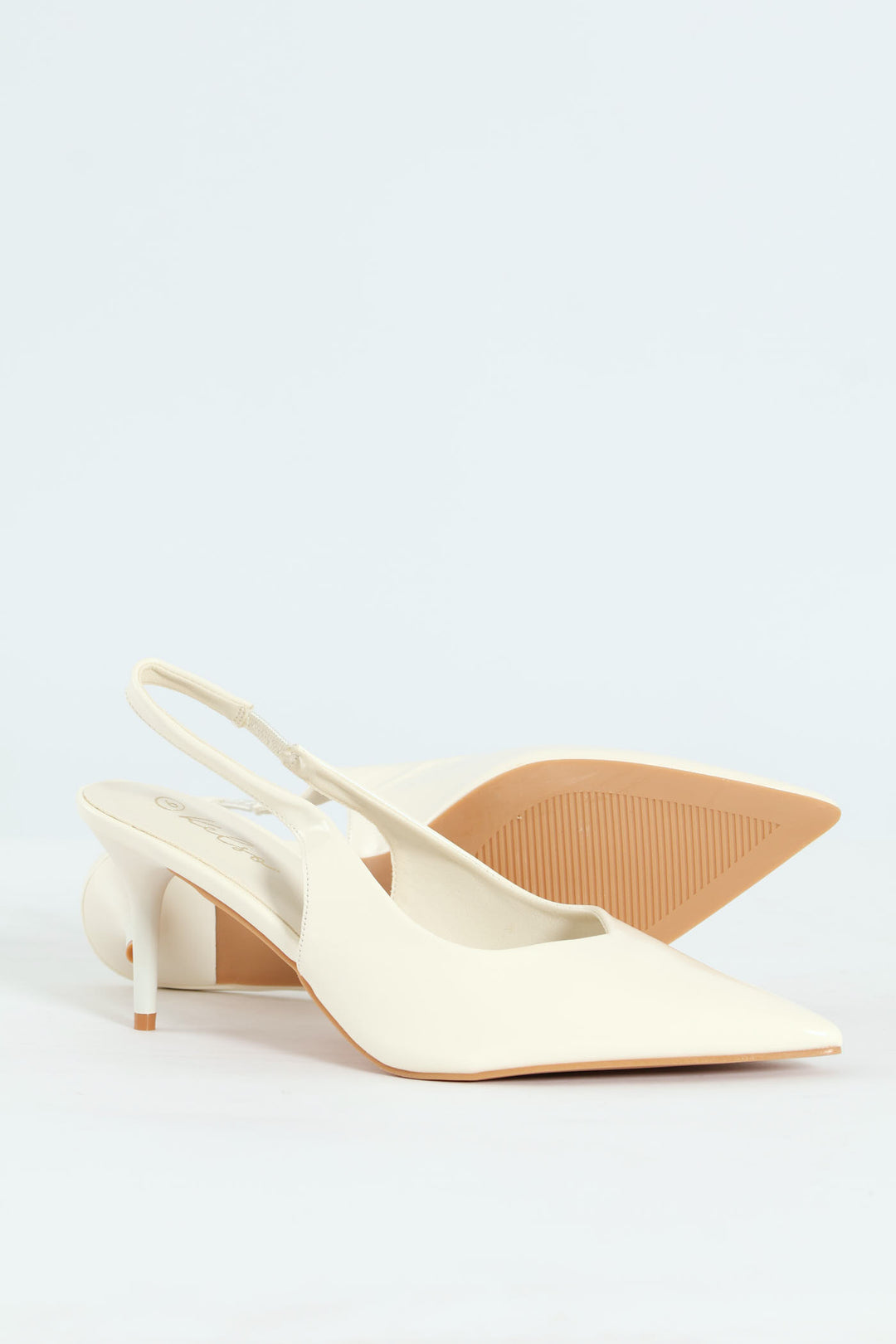 V-Cut Sling Back Kitten Heel - White