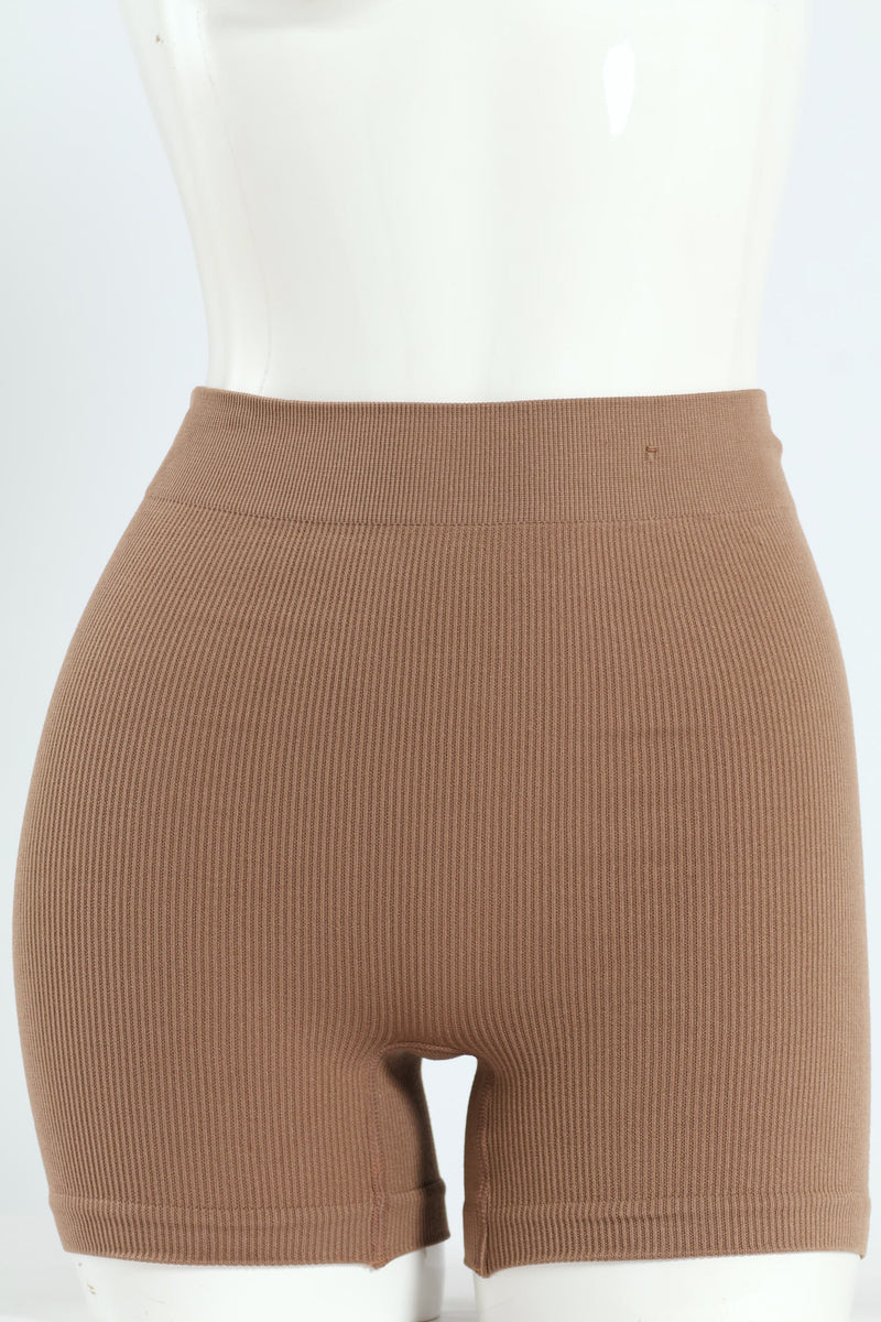 2 Pack Seamless Rib Short - Mocha/Black