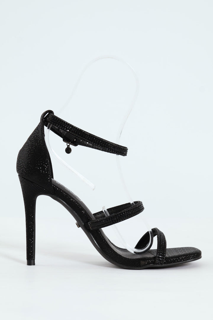 Snazz 7 Multi Strap Stiletto Heel - Black