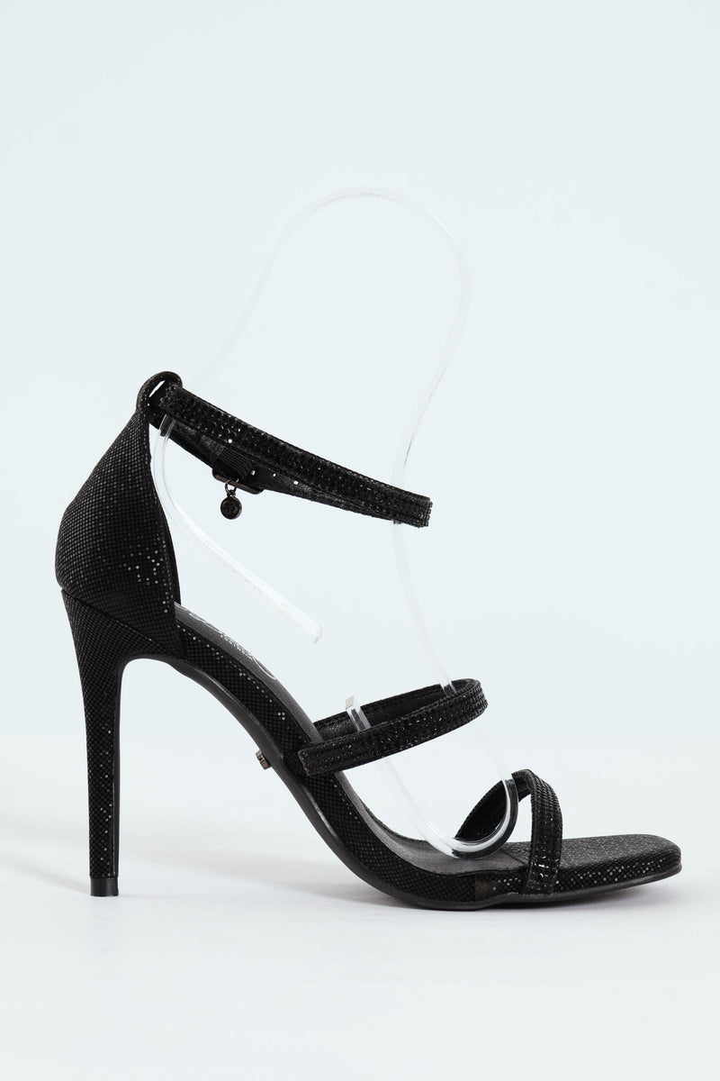 Snazz 7 Multi Strap Stiletto Heel - Black