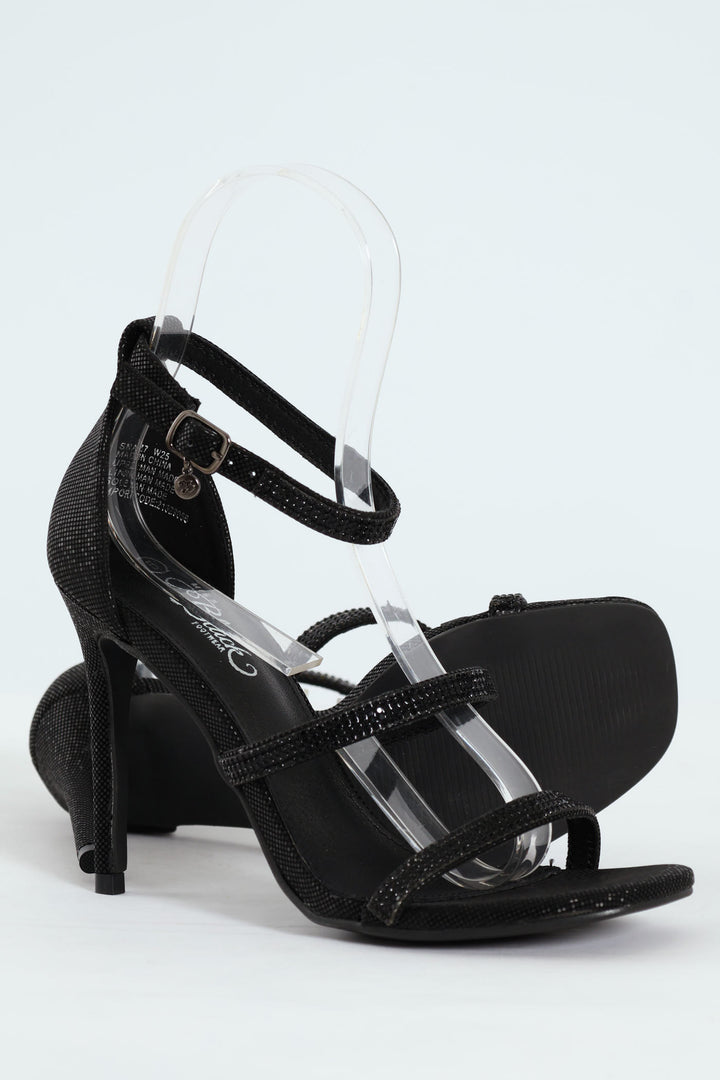 Snazz 7 Multi Strap Stiletto Heel - Black