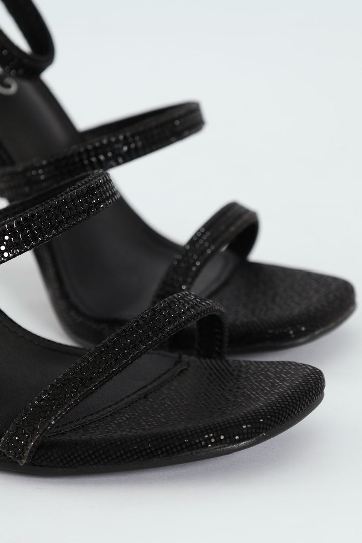 Snazz 7 Multi Strap Stiletto Heel - Black
