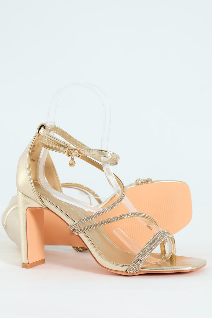 Liliana 2 Multi Strap Block Heel - Gold