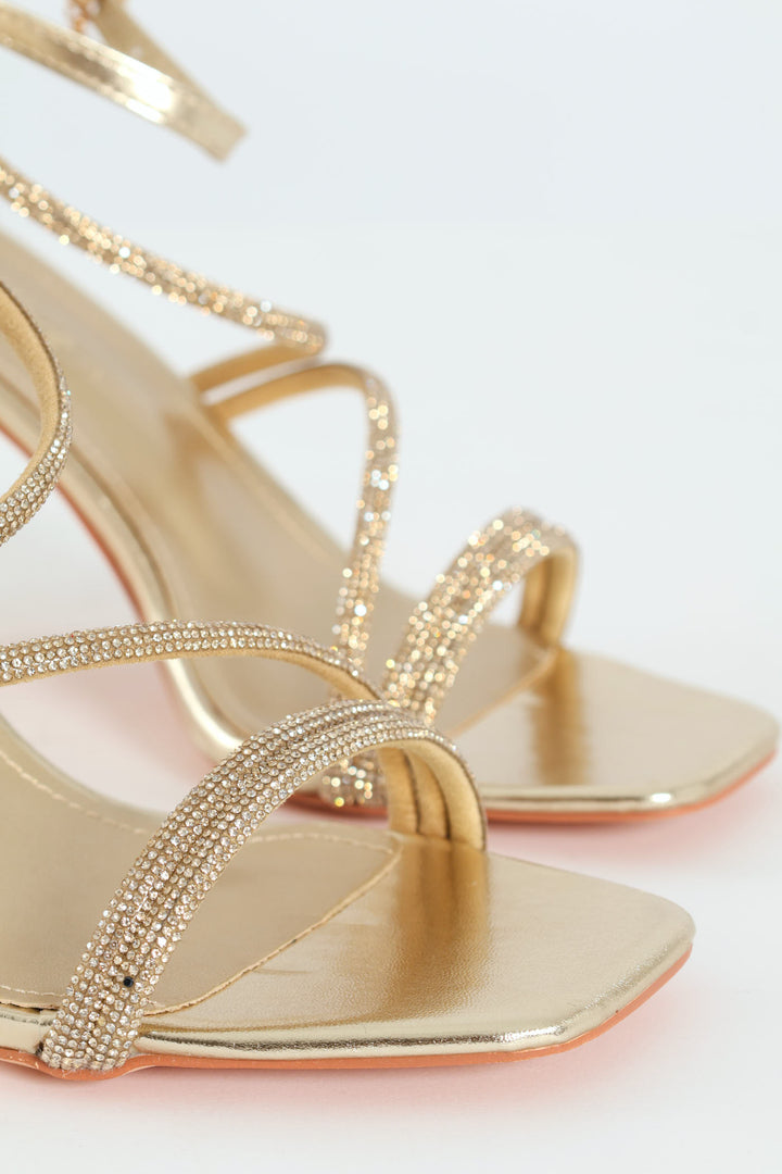 Liliana 2 Multi Strap Block Heel - Gold