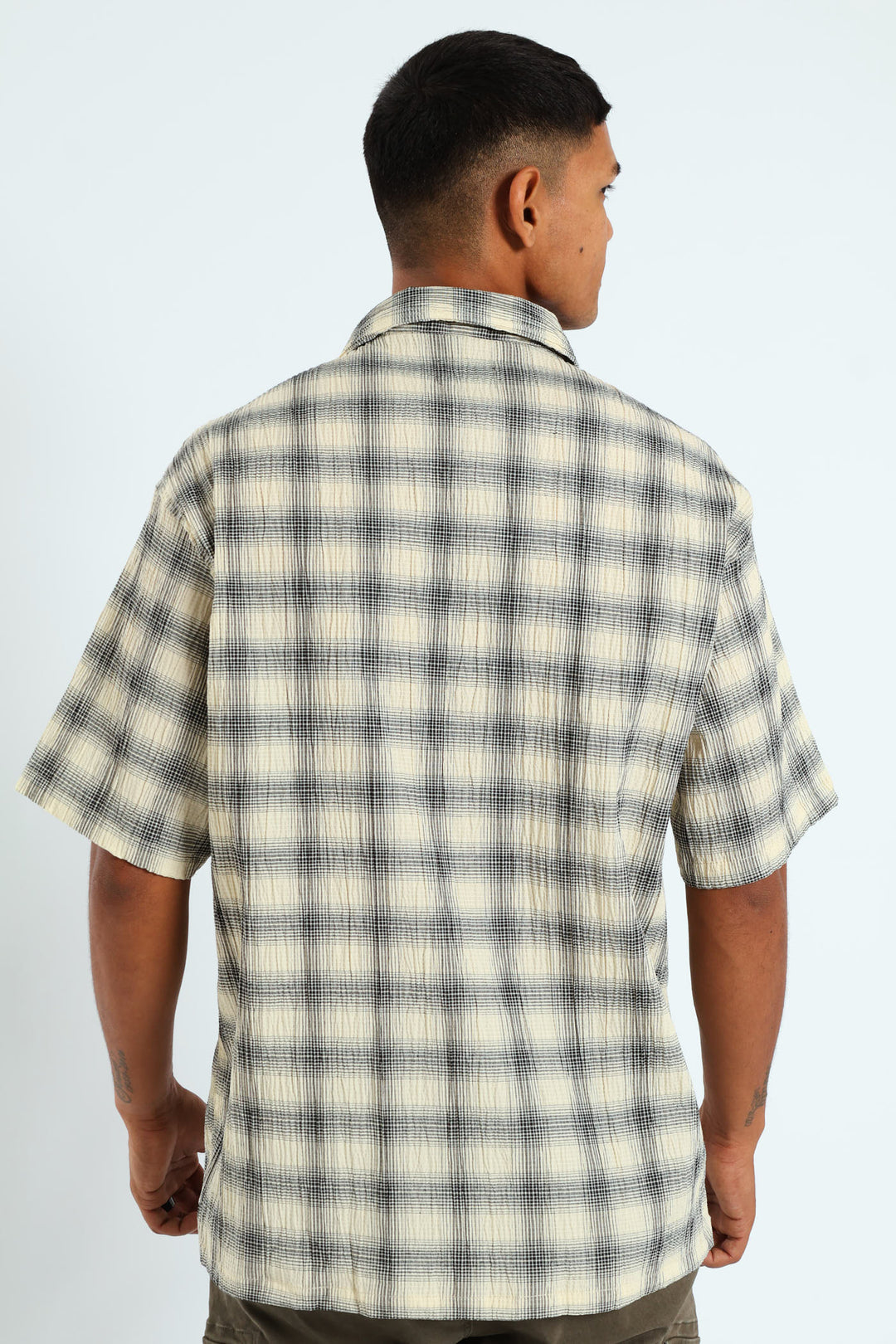 Short Sleeve Check Shirt - Stone