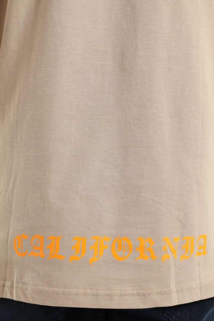 Short Sleeve Back Print La Tee - Stone