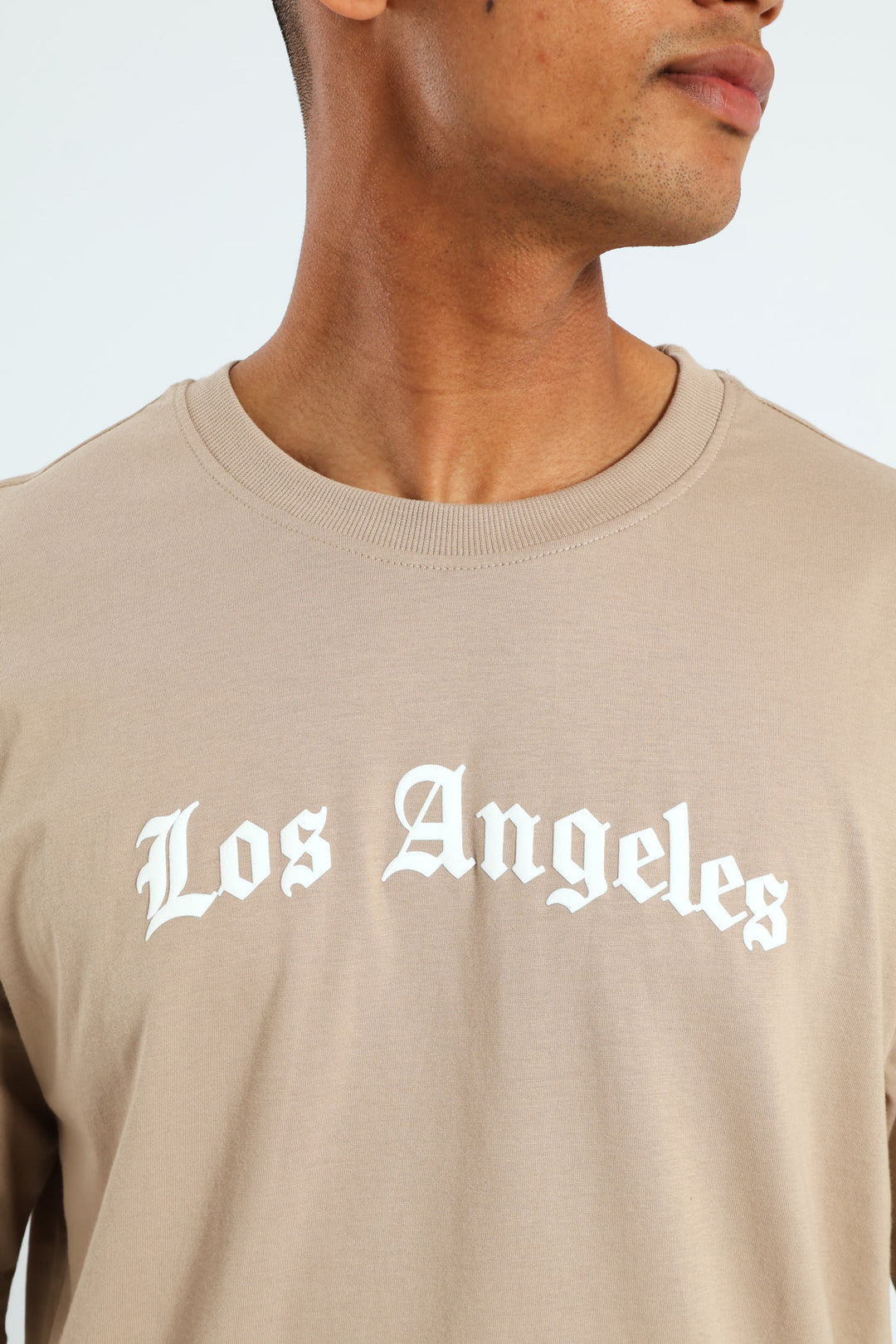 Short Sleeve Back Print La Tee - Stone