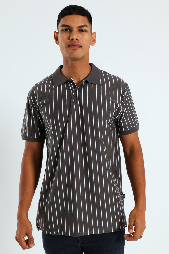 Vertical Stripe Golfer - Charcoal