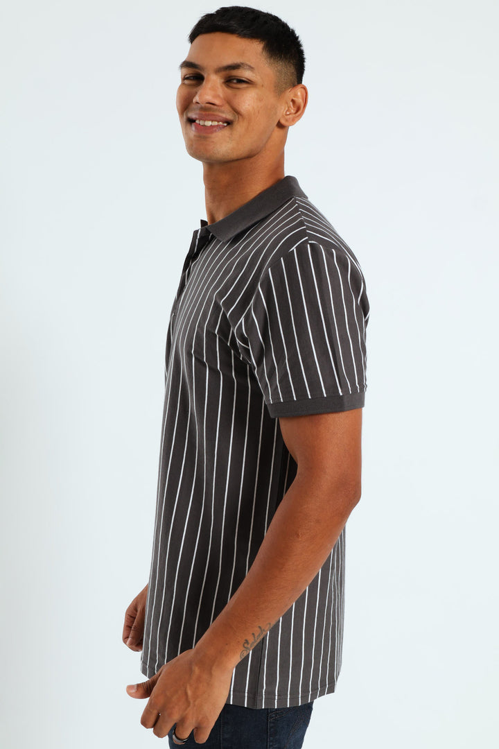 Vertical Stripe Golfer - Charcoal