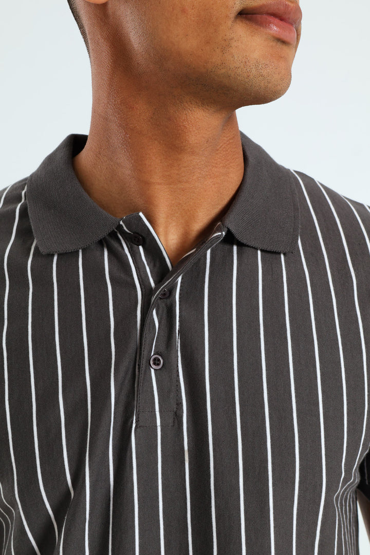 Vertical Stripe Golfer - Charcoal
