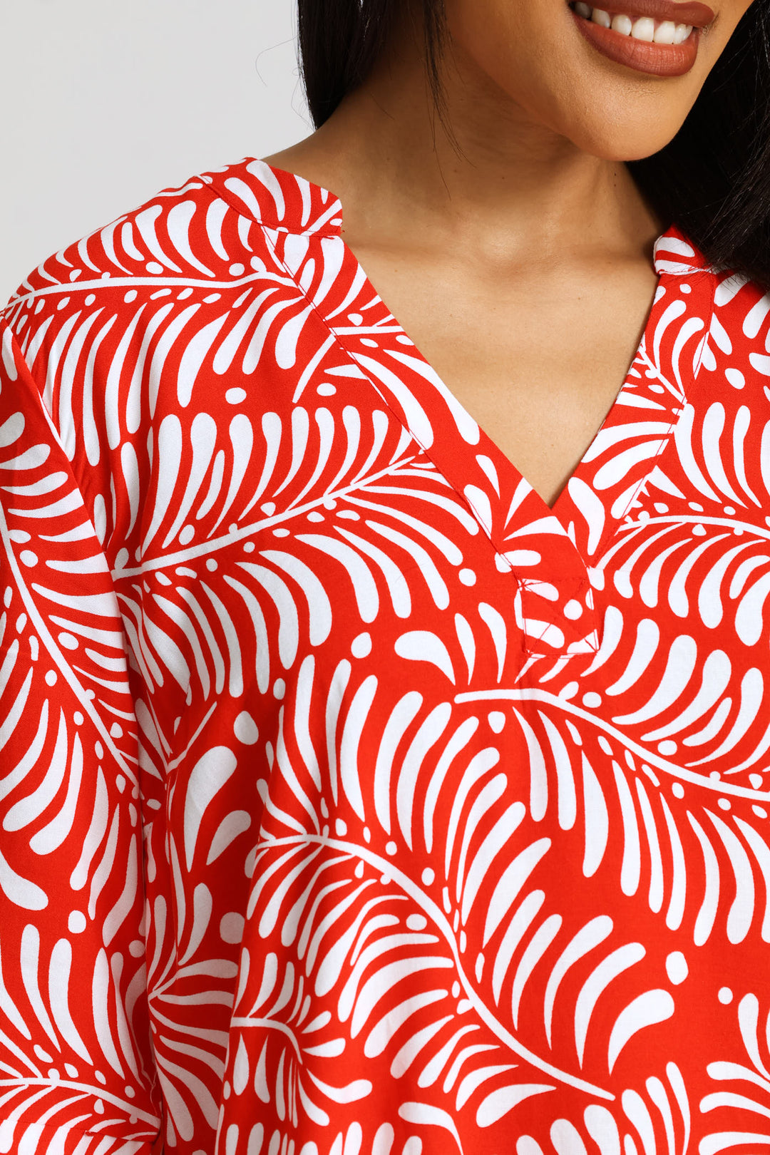 Drop Hem Shift Dress - Orange/White