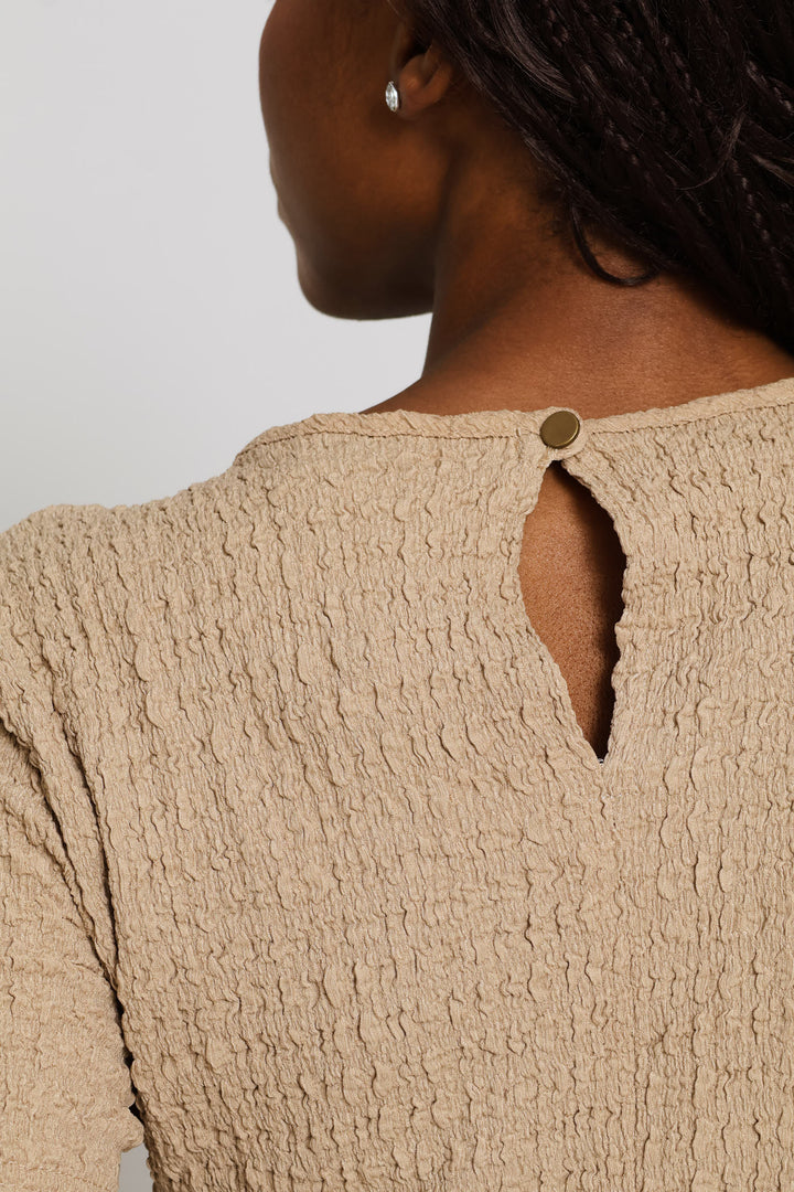Textured Slip Midi Dress - Dark Beige