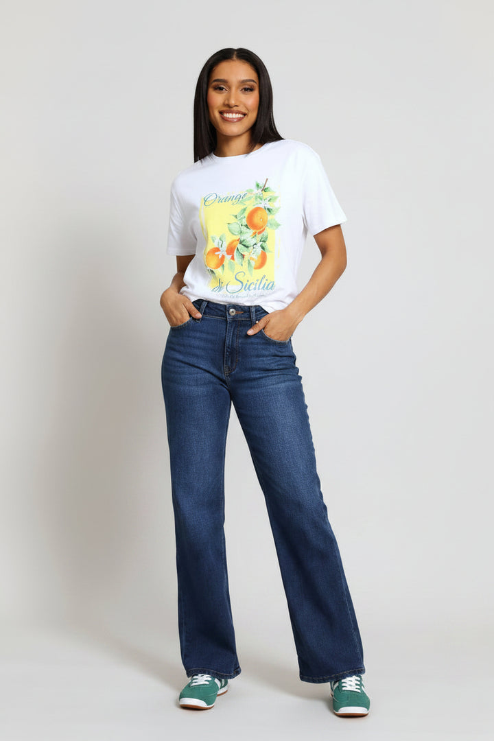 Orange Sicilia Tee - White