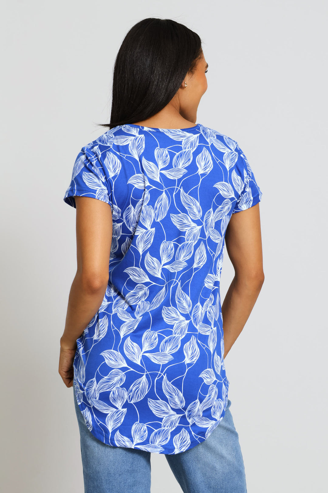 Short Sleeve Print Pocket Tee - Bright Blue/White