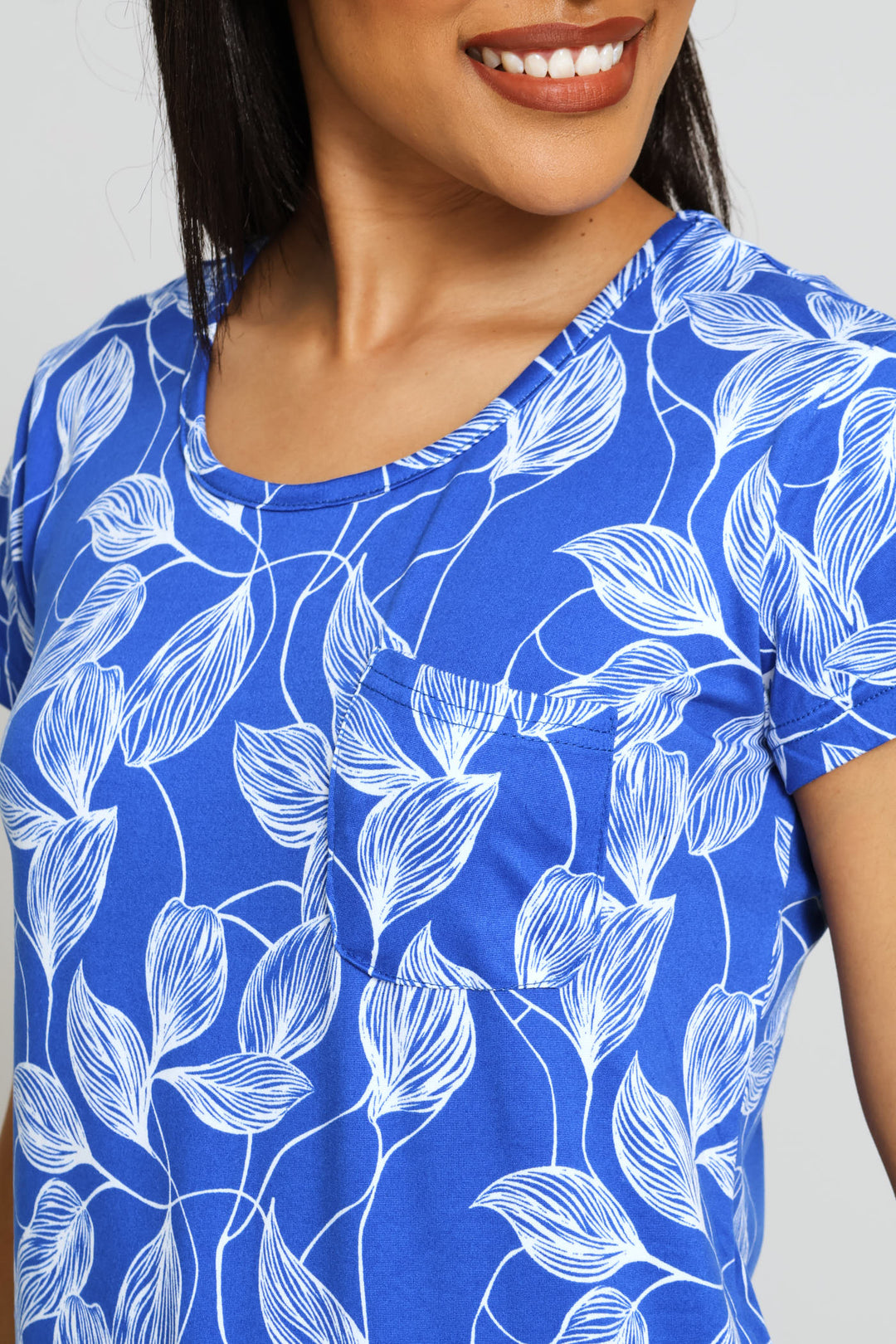 Short Sleeve Print Pocket Tee - Bright Blue/White