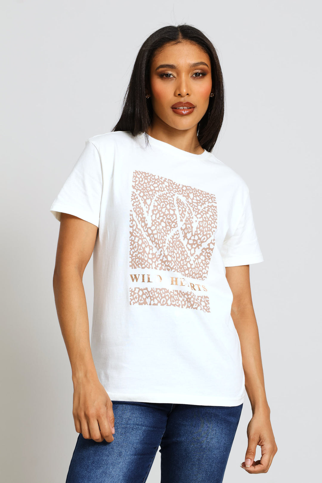 Animal Wild Hearts Foil Regular Tee - Cream