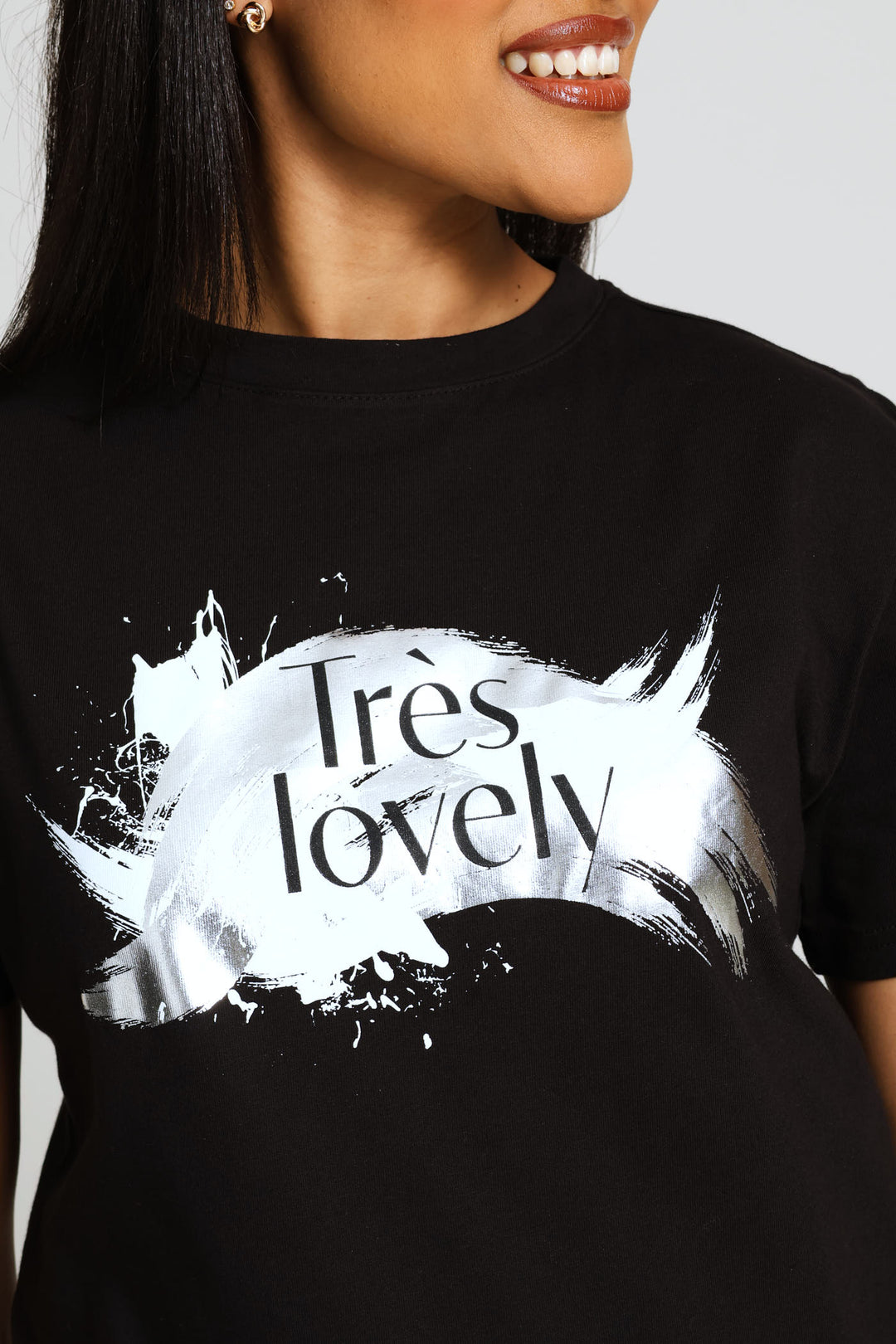 Foil Swish Lovely Tee - Black