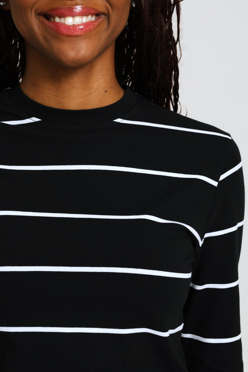 Long Sleeve Yarn Dye Stripe Tee - Black