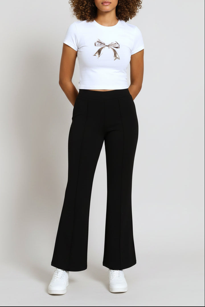 Soft Touch Flare Leg Pants - Black