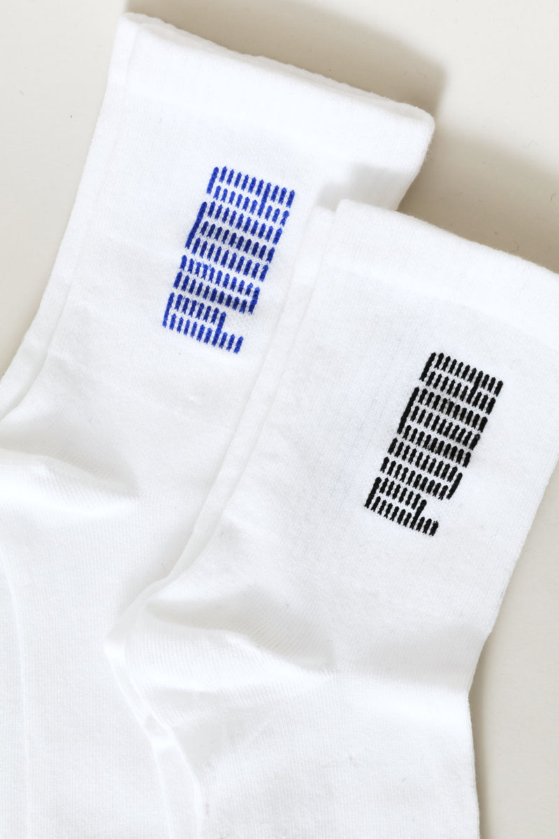 2 Pack Stripe Crew Sock - White