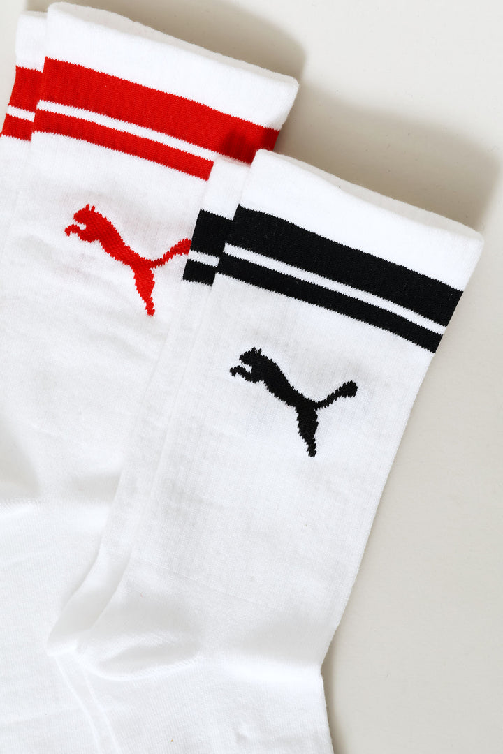 2 Pack Rib Logo Socks - White/Black/Royal Blue