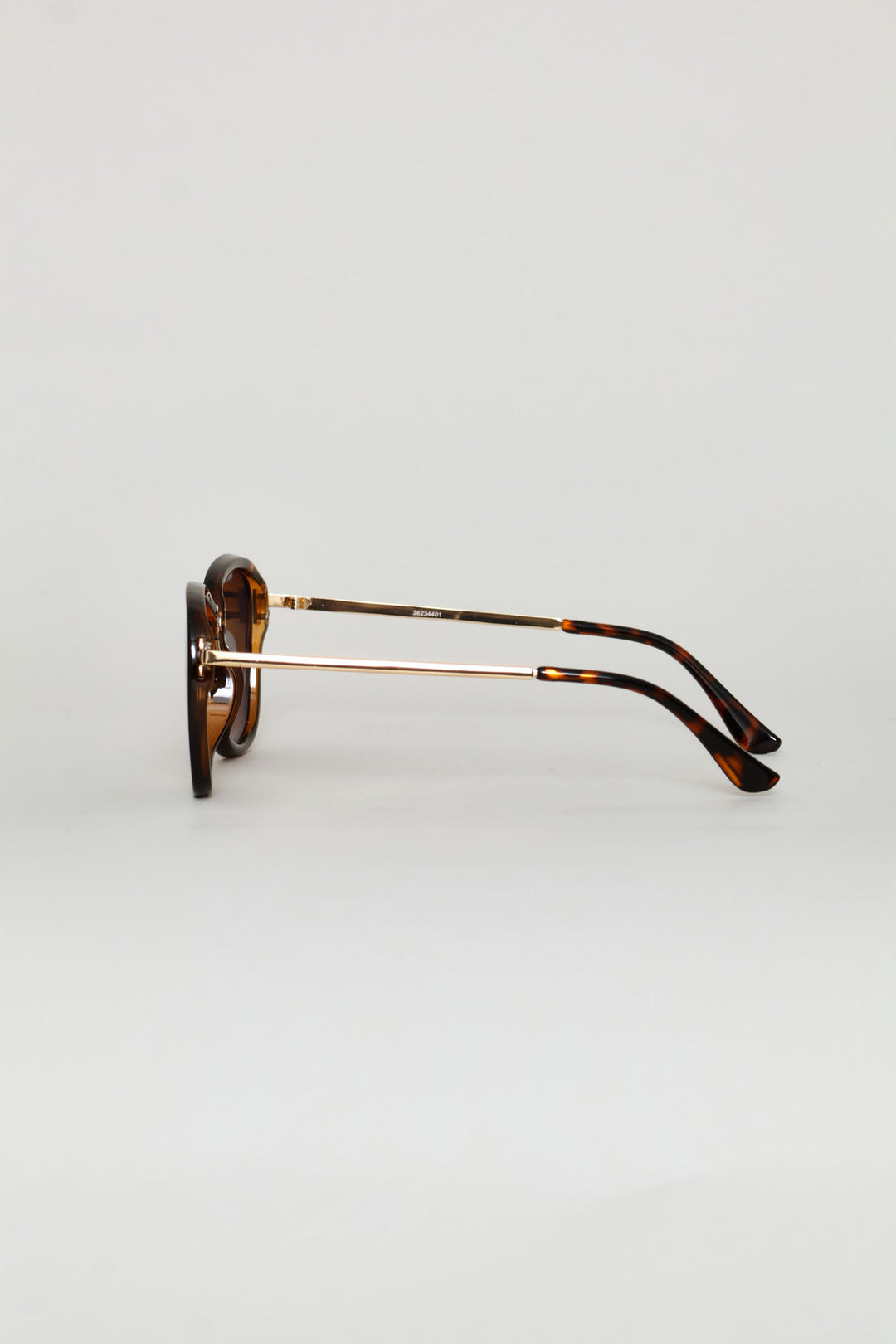 Round Smoke Gold Temple Sunglasses - Tortoise