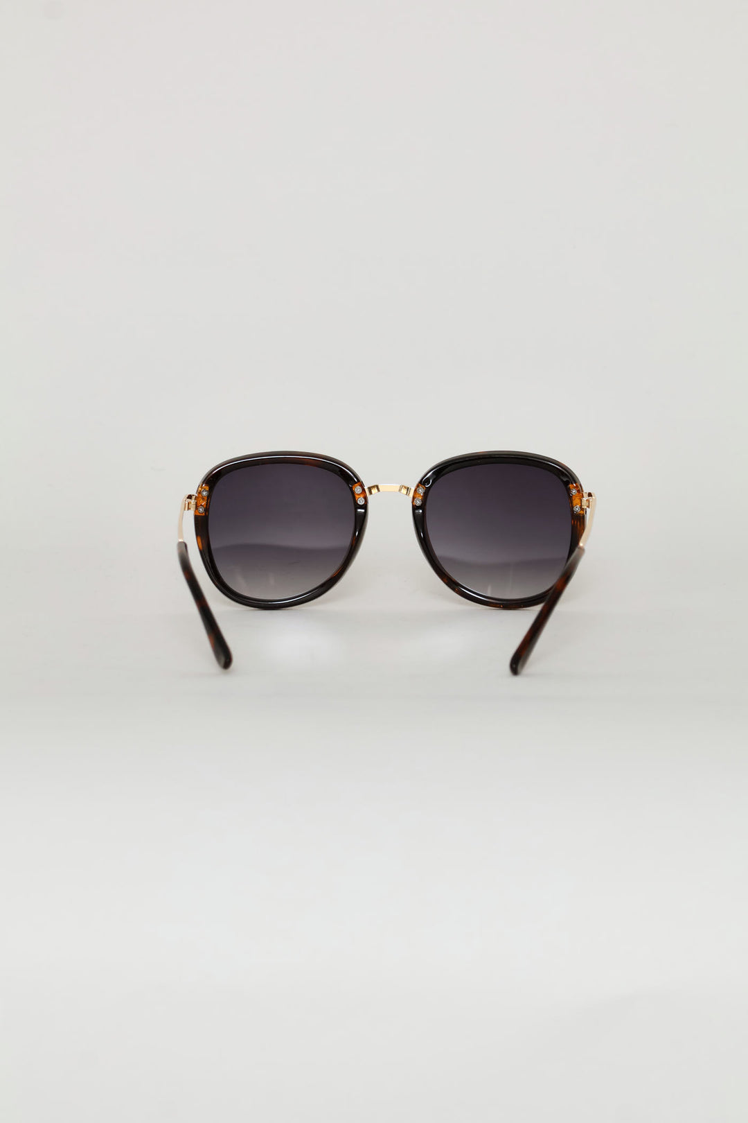 Round Smoke Gold Temple Sunglasses - Tortoise
