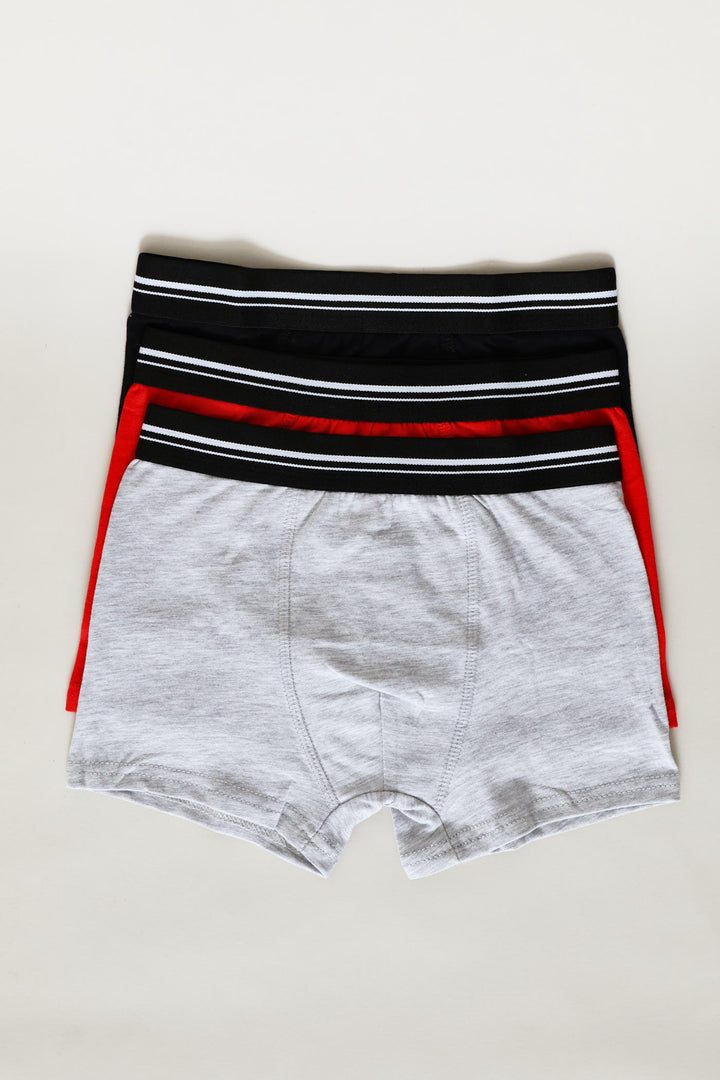 Pre-Boys 3 Pack Plain Boxers - Red