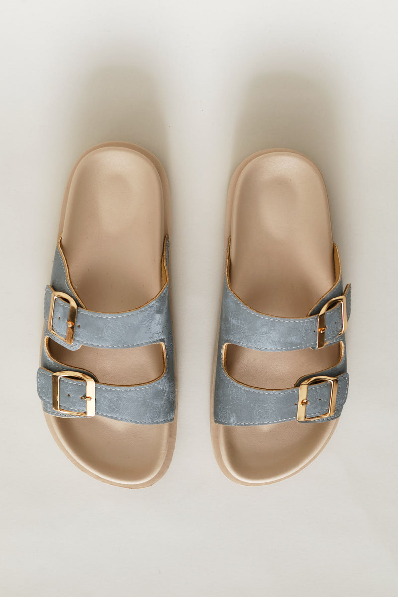 Girls Embossed Upper Health Sandal - Blue
