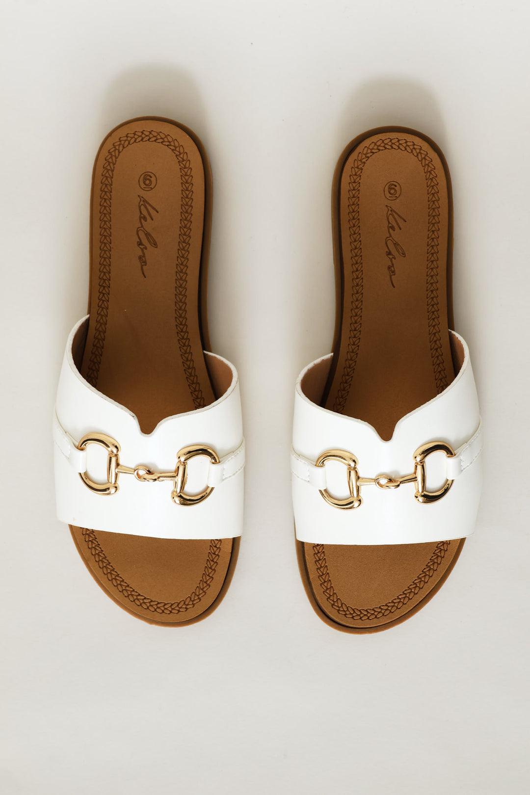 Metal Trim Mule Sandal - White