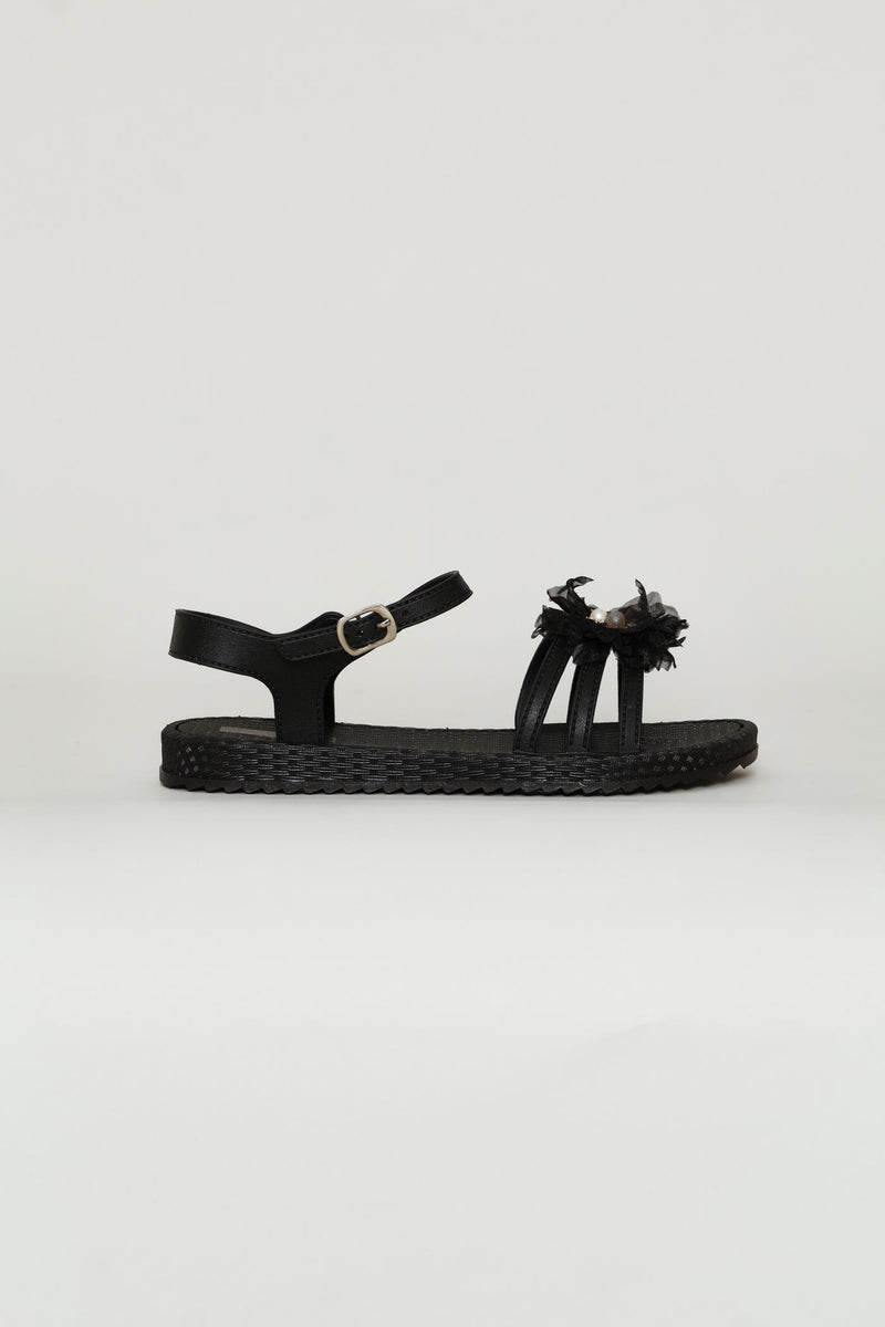 Girls Flower Sandal - Black