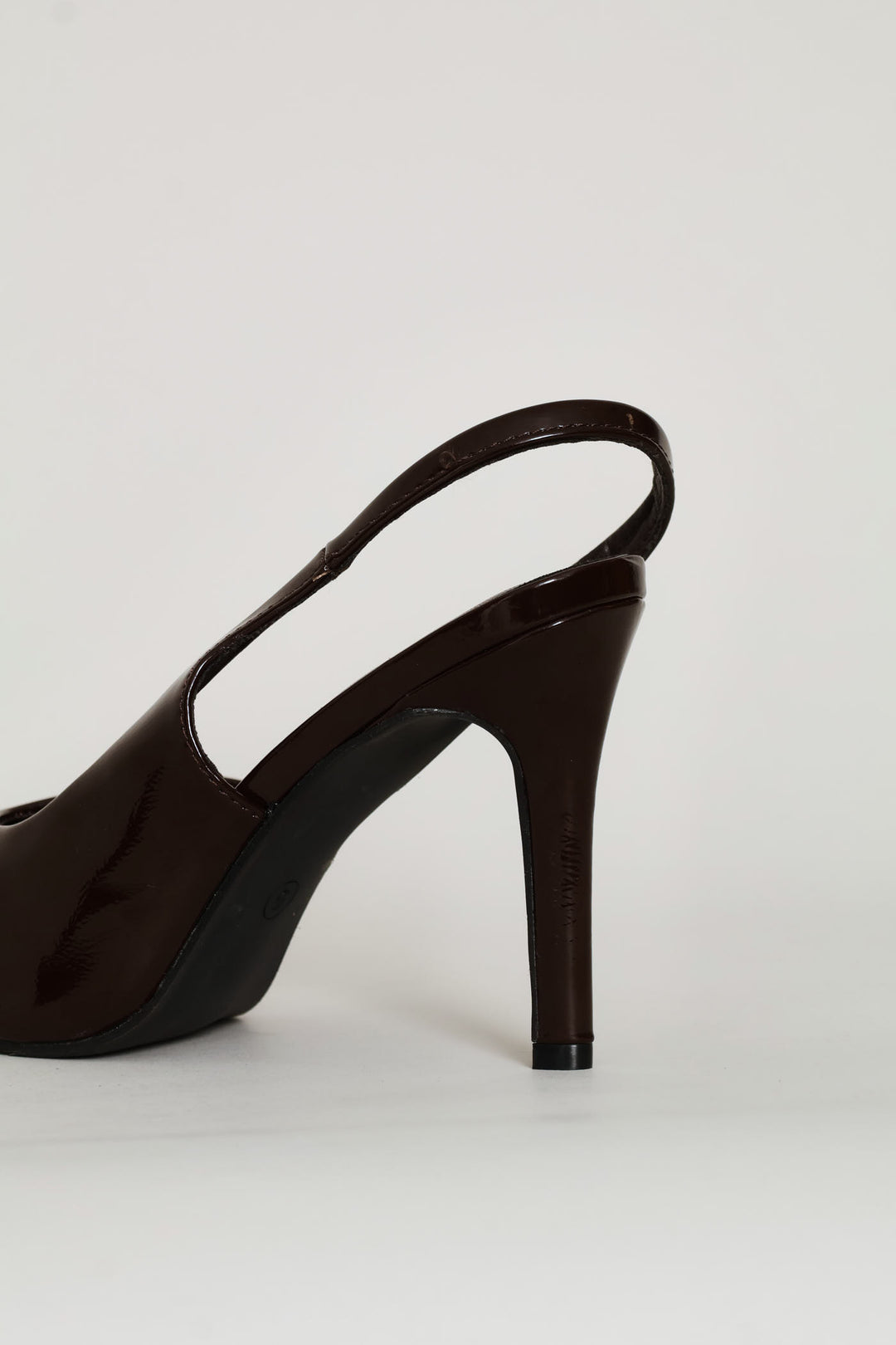 Satin V-Cut Stiletto Slingback Heel - Chocolate