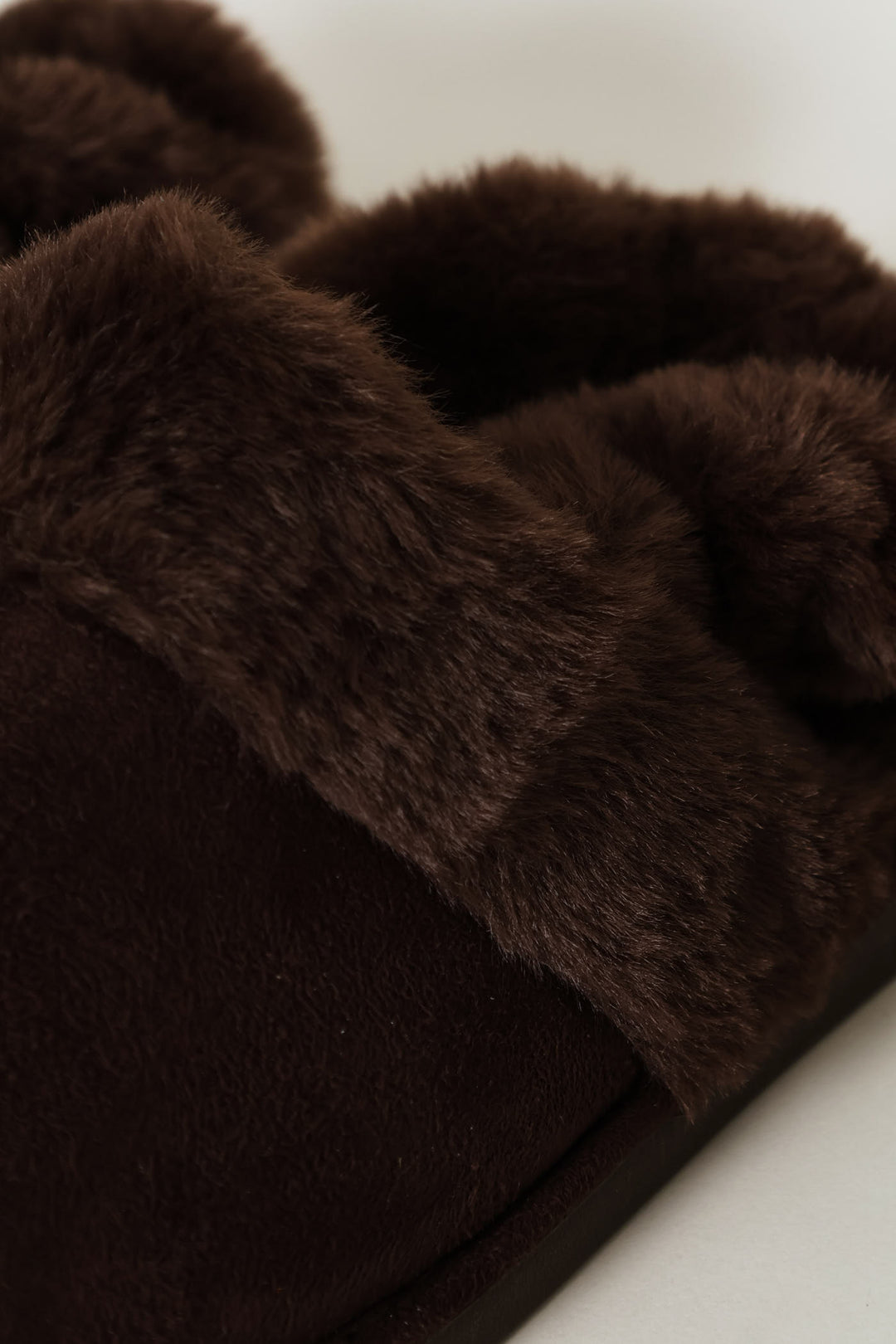 Slingback Centre Seam Fur Slipper - Chocolate