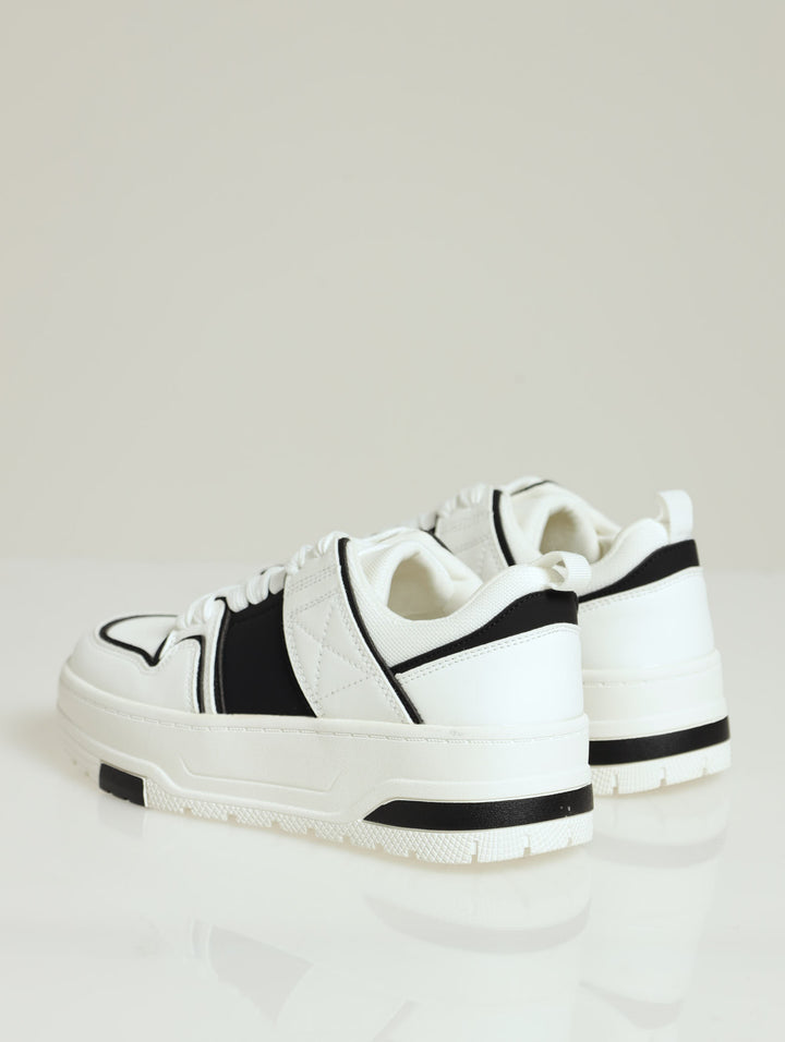 Keisha Chunky Side Panel Lace Up Sneaker - White/Black