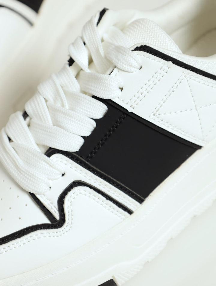 Keisha Chunky Side Panel Lace Up Sneaker - White/Black