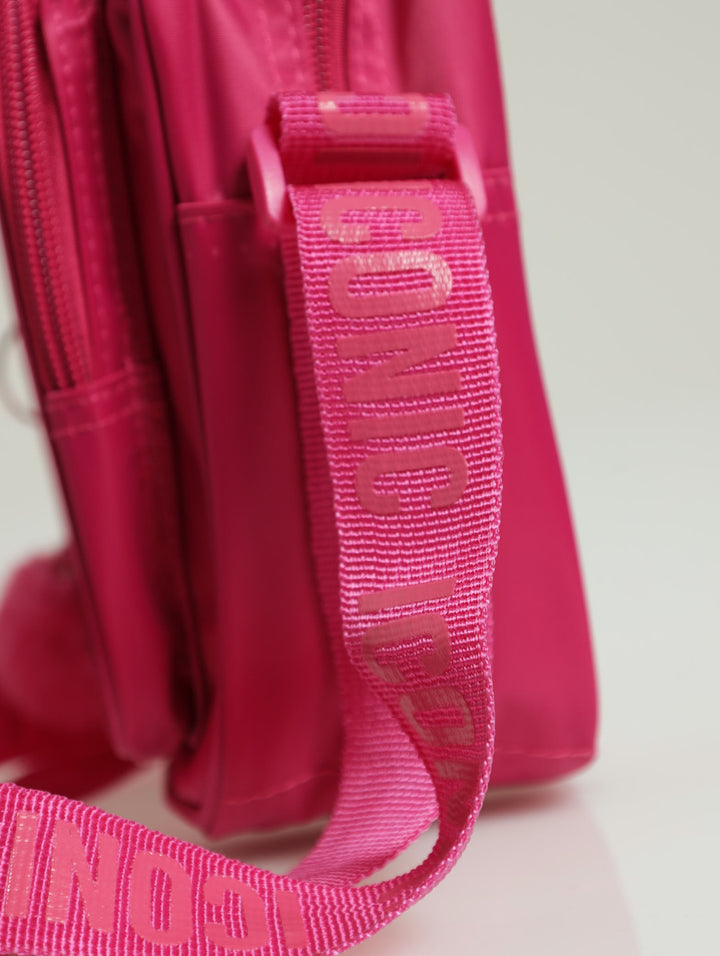 Girls Nylon Canvas Crossbody Bag - Pink
