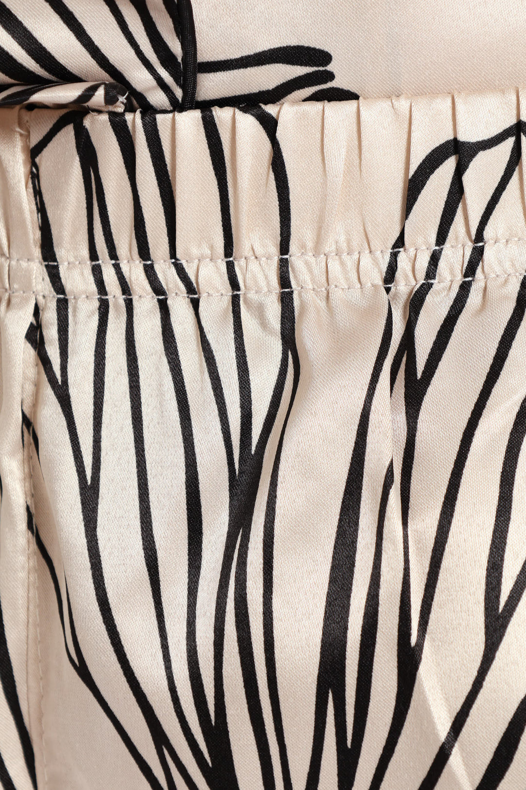 Handrawn Palm Button Through & Short Satin Set - Light Grey