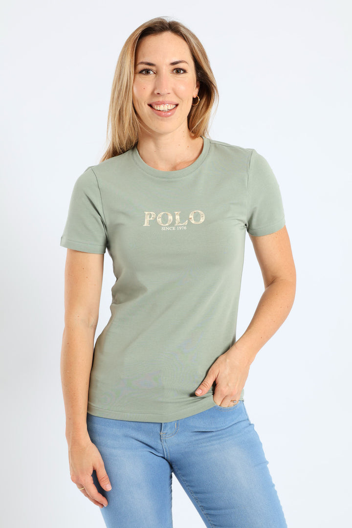 Ash Short Sleeve Logo T-Shirt - Sage