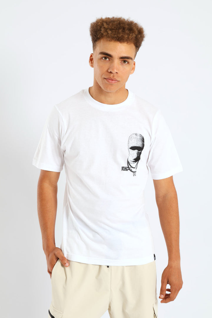 Balaclava Print Tee - White