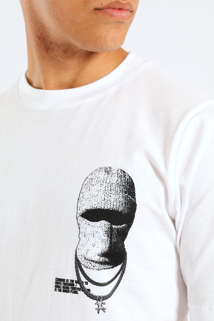 Balaclava Print Tee - White