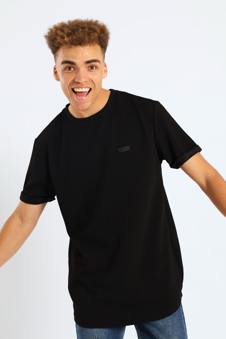 Short Sleeve Texture T-Shirt - Black