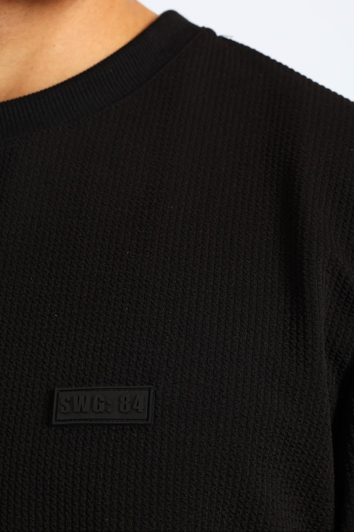 Short Sleeve Texture T-Shirt - Black