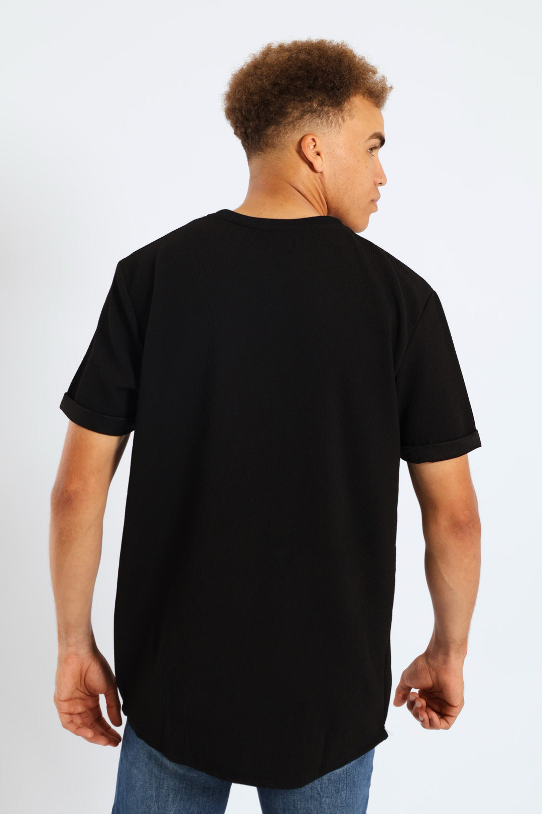 Short Sleeve Texture T-Shirt - Black