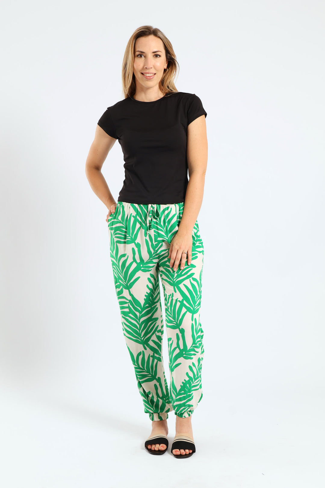 Short Sleeve Crew Neck Polyamide Tee - Black