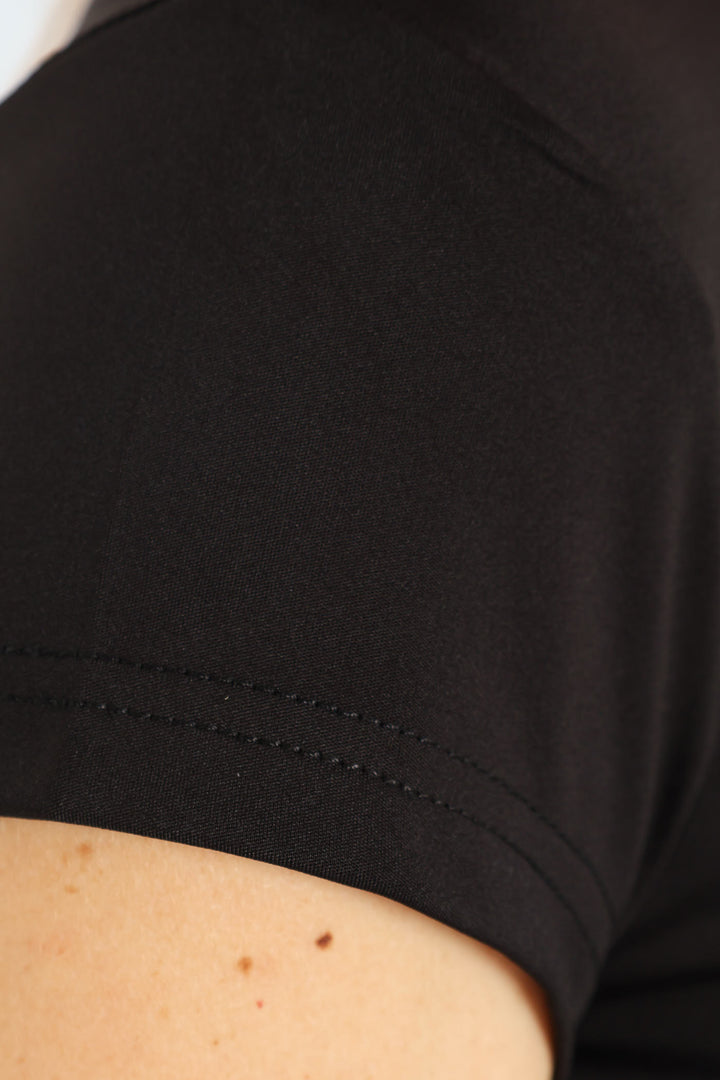 Short Sleeve Crew Neck Polyamide Tee - Black