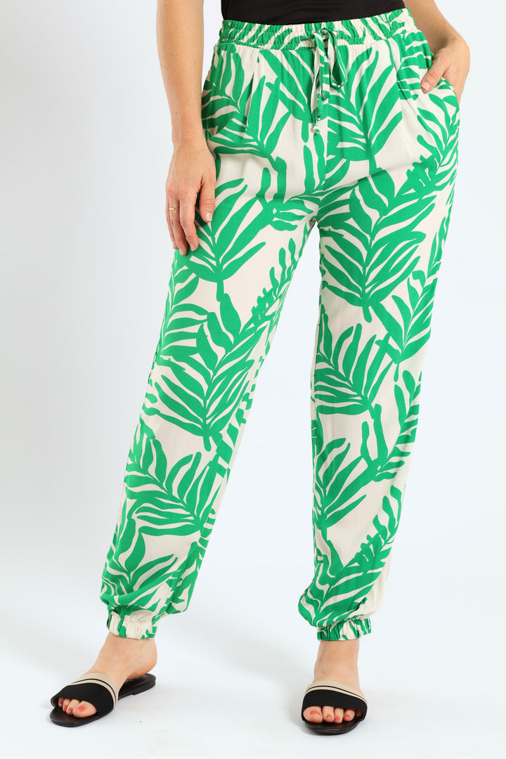 Viscose Jogger - Stone/Green