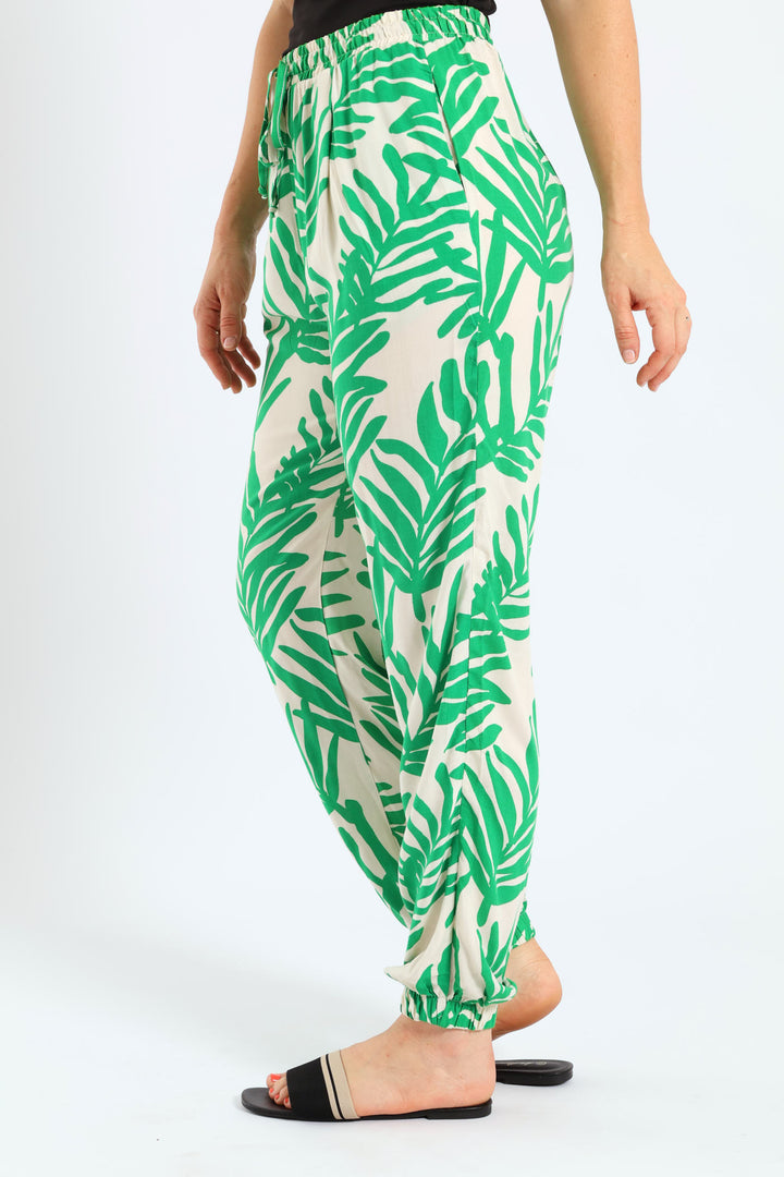 Viscose Jogger - Stone/Green