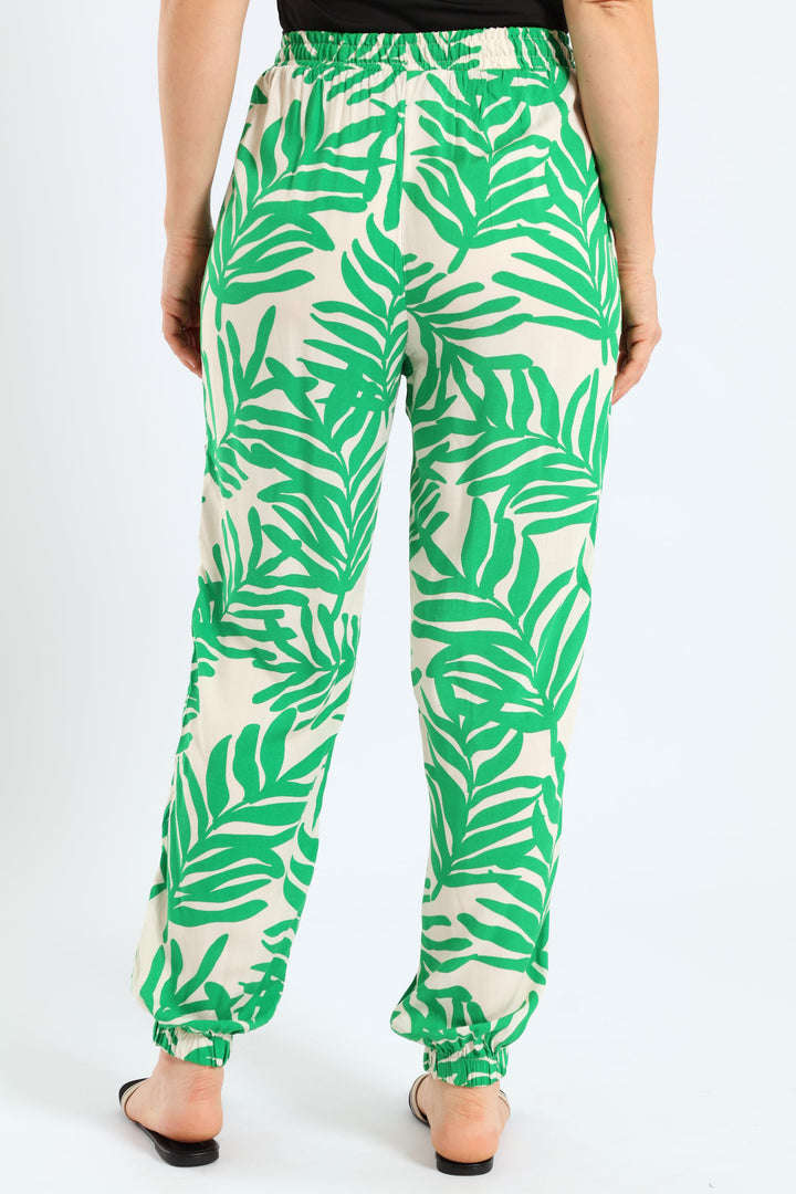 Viscose Jogger - Stone/Green